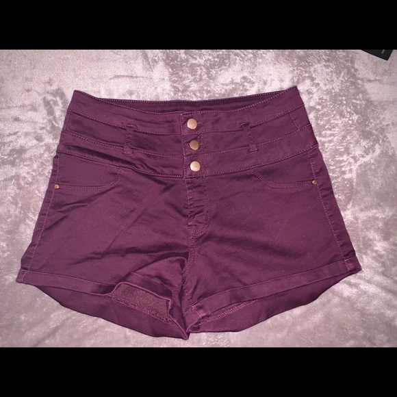 high waisted shorts burgundy
